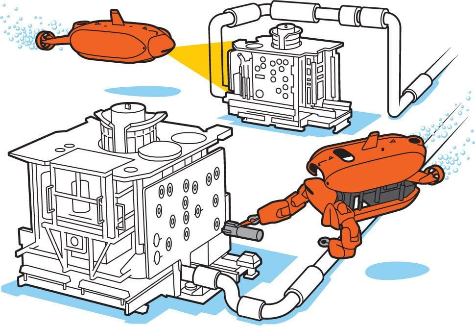 Робот-трансформер под водой