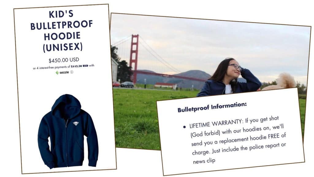 Wonderhoodie, felpa antiproiettile per bambini