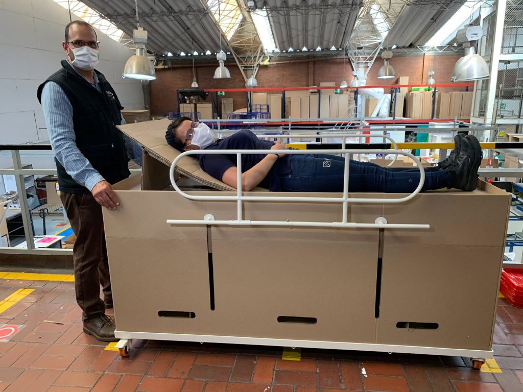 Cardboard hospital bed