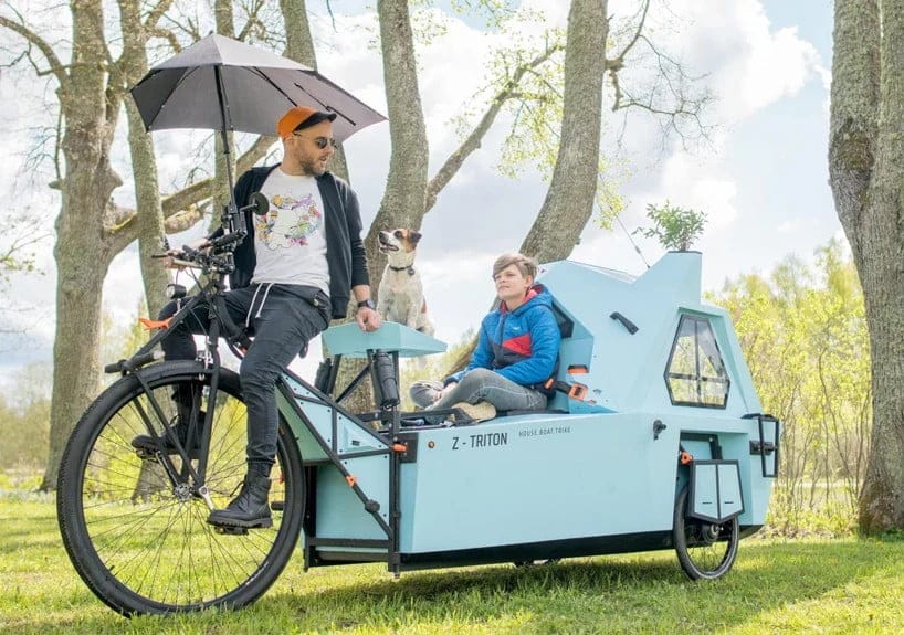 zeltini z triton camper electric boat tricycle designboom 2