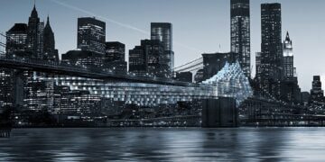 Brooklyn Bluff, fantastico progetto di infrastruttura vivente proposto da daniel gillen per il ponte di brooklyn