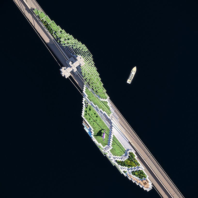 Brooklyn Bluff, fantastico progetto di infrastruttura vivente proposto da daniel gillen per il ponte di brooklyn