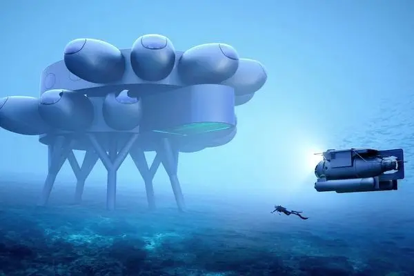 Una ricostruzione del laboratorio subacqueo Proteus, il progetto di Cousteau per una vera e propria stazione spaziale subacquea 