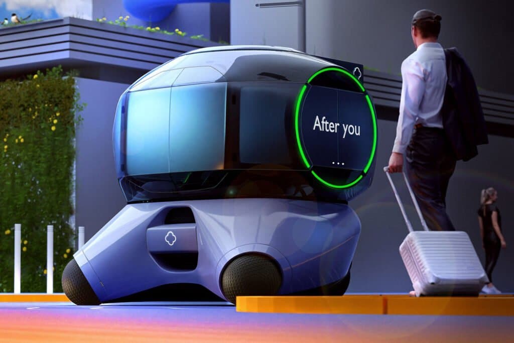 Concept Bubble, autonomes Fahrzeug oder mobiles soziales Netzwerk