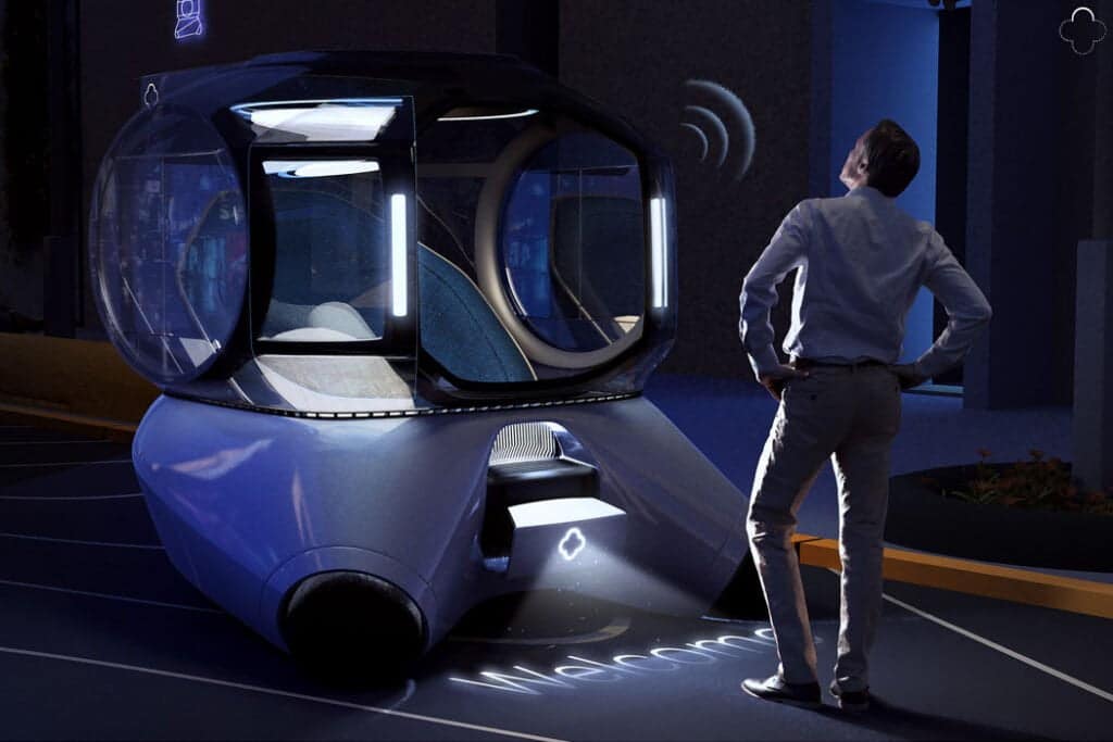 Concept Bubble, autonomes Fahrzeug oder mobiles soziales Netzwerk
