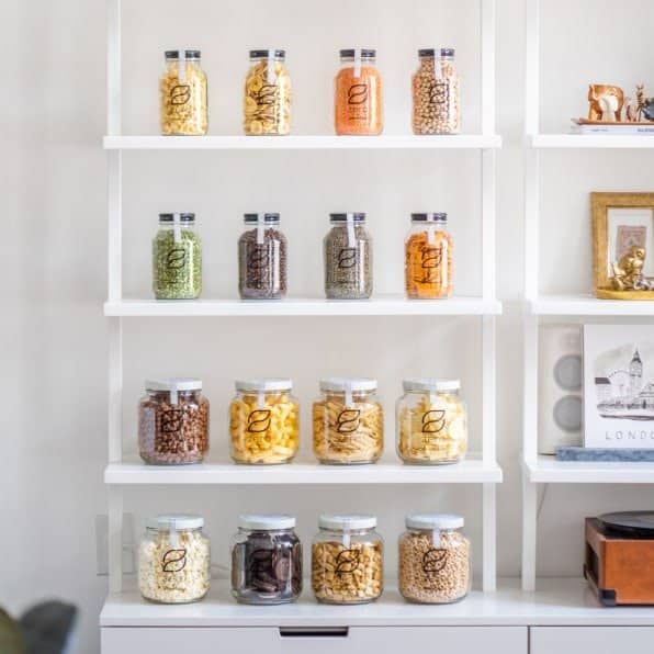 Zero Grocery, shopping at home in glass with a vacuum to make plastic free