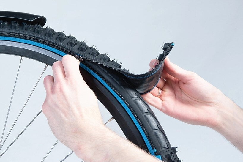自転車タイヤのタイヤ、交換可能なジッパーシステム