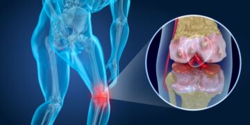 Knee pain Attack, man suffering from knee. 3D illustration
