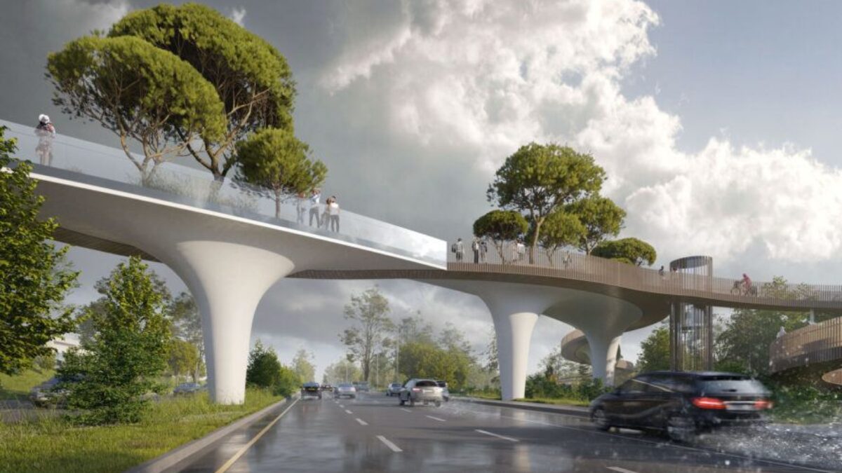アンリ:都市,メトロポリス・パリ アンリ(PROG) ATRIUM's Pedestrian Bridge Grow Trees Over Highways - Near