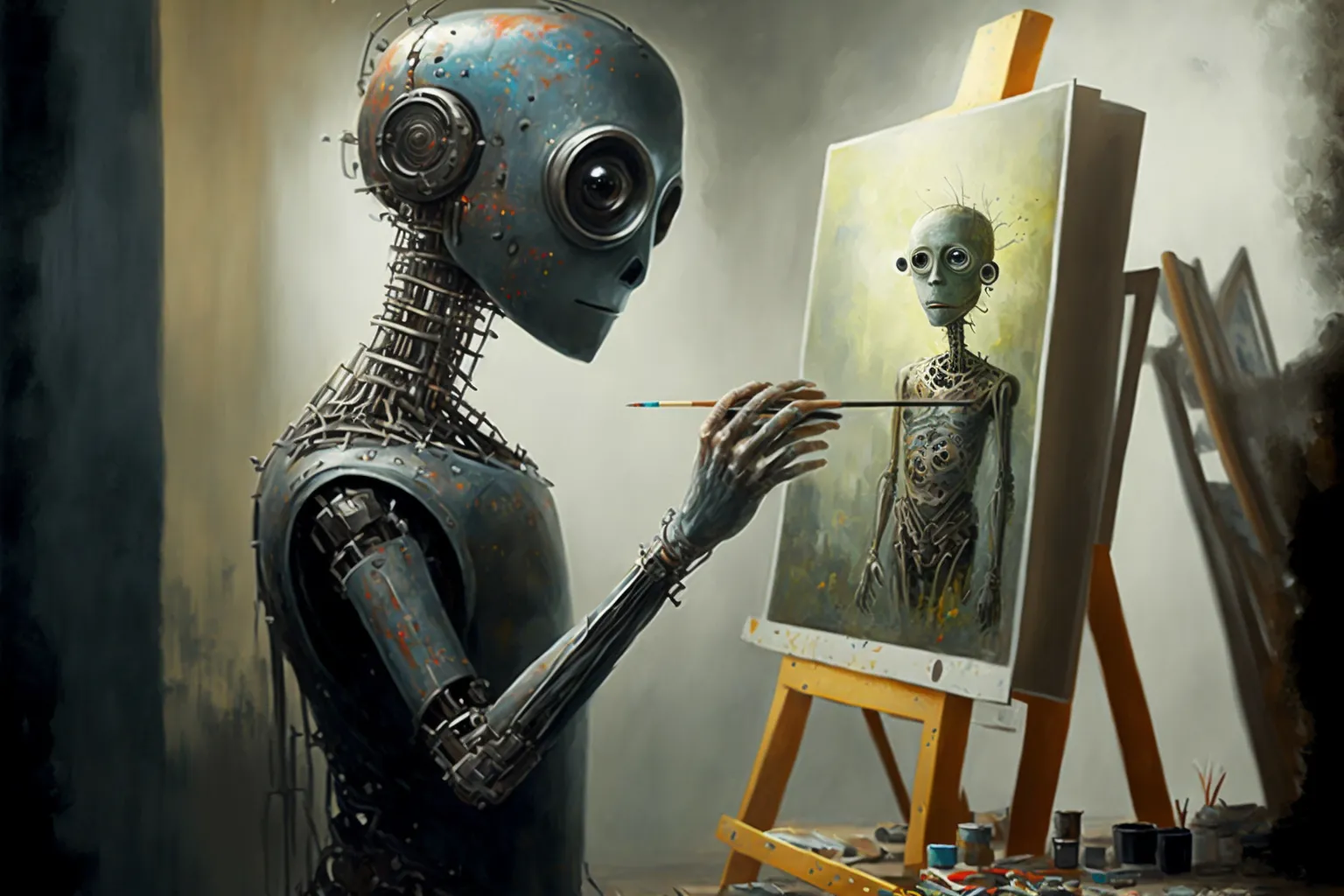 Robot painting a self p