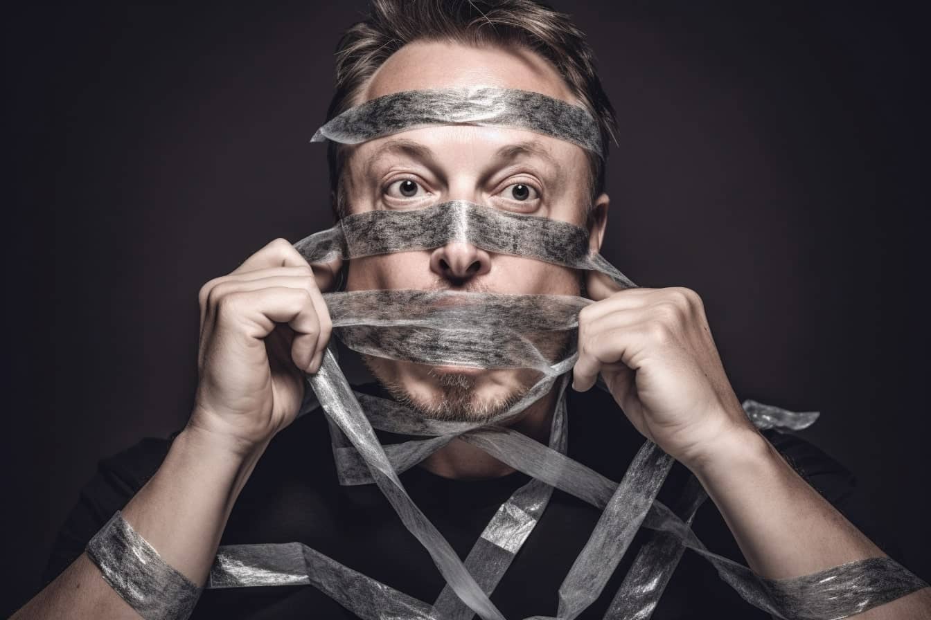 Melancia Elon Musk with duct tape over his mouth symbolizing a  83be7aca c9c4 42bc 8bc9 c53ee36c6aa4 2