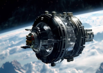 Künstlerische Rekonstruktion eines mit einem Quantum Space Drive ausgestatteten Raumschiffs