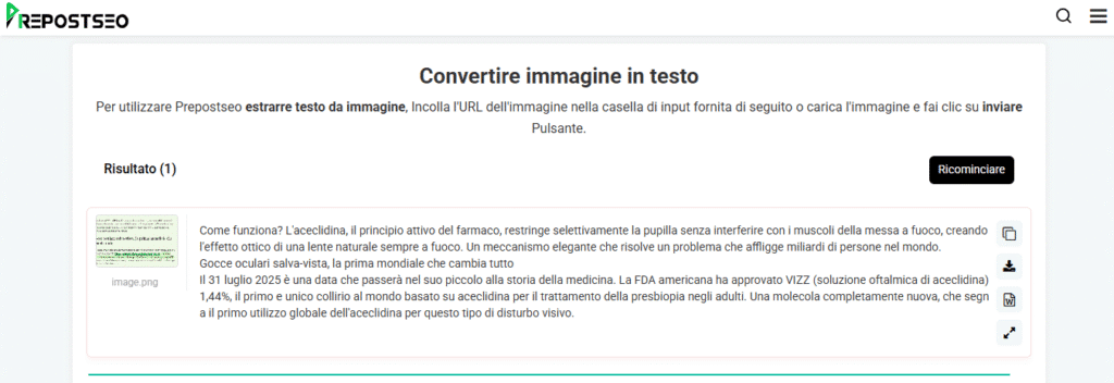 convertire immagine in testo