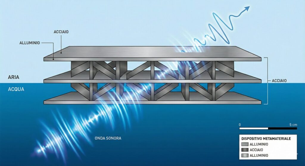 metamateriale acustico aria acqua schema tecnico trasmissione onde sonore