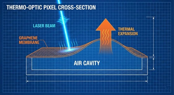 schema funzionamento schermo touch con pixel optotattile con espansione termica aria riscaldata da laser