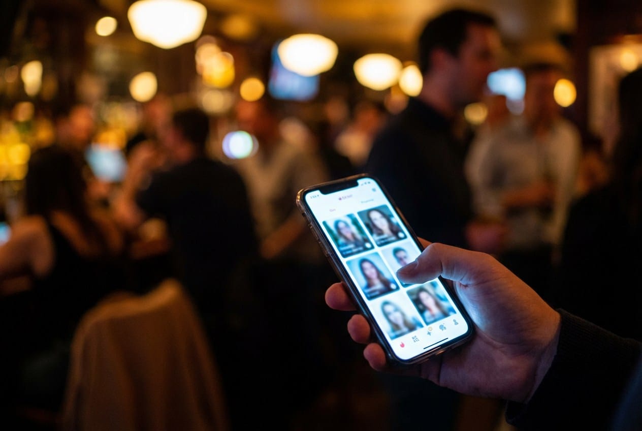 app incontri smartphone schermo profili swipe attrazione
