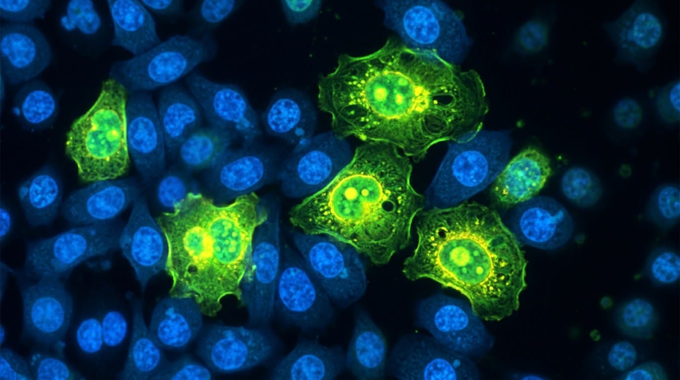 cellule senescenti microscopio laboratorio ricerca longevità