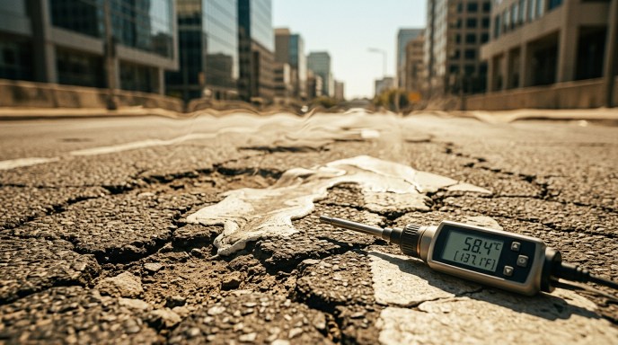 ondate di calore asfalto urbano città italiana estate estrema