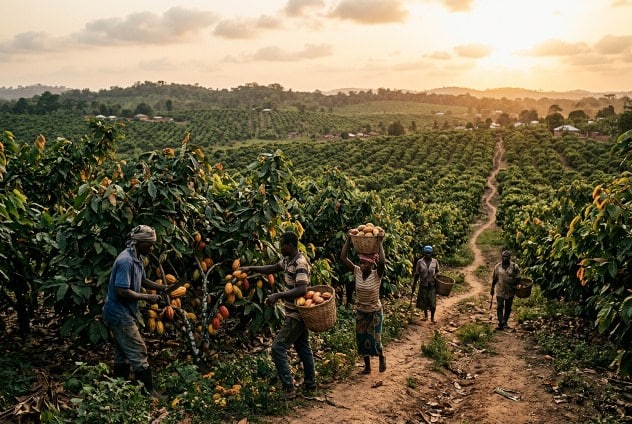 cacao coltivato piantagione Africa raccolta fave tradizionali