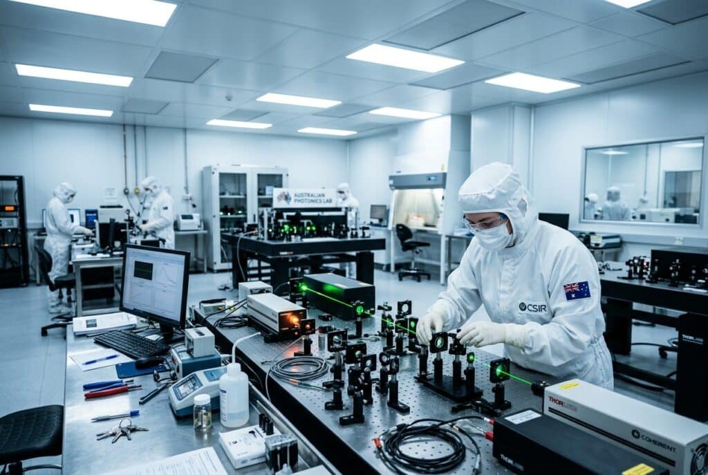 Laboratorio clean room CSIRO dove si costruisce la batteria quantistica australiana