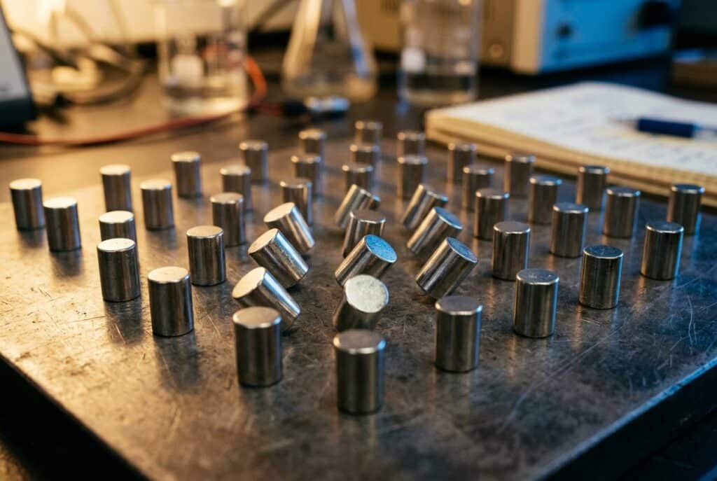 Griglia di magneti rotanti usati nell'esperimento sull'attrito magnetico all'Università di Costanza