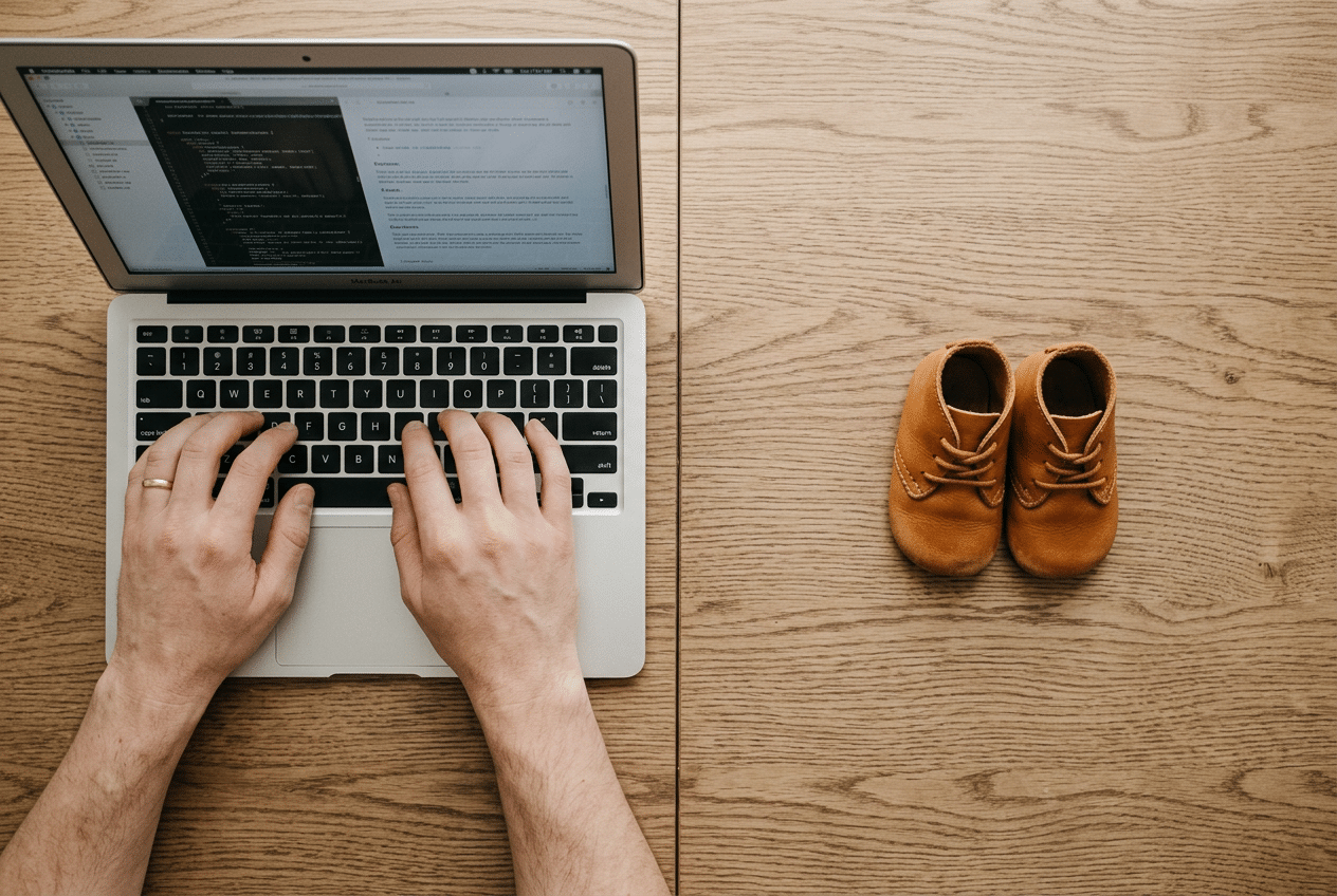 smart working genitore lavora da casa con bambino