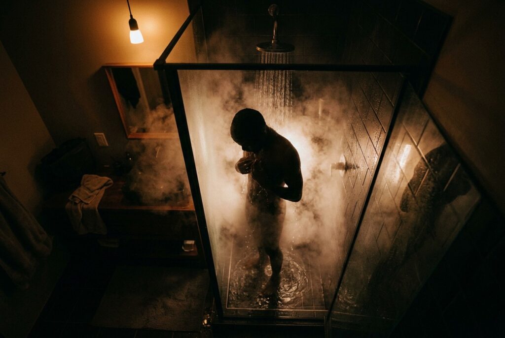 Doccia al buio dark showering