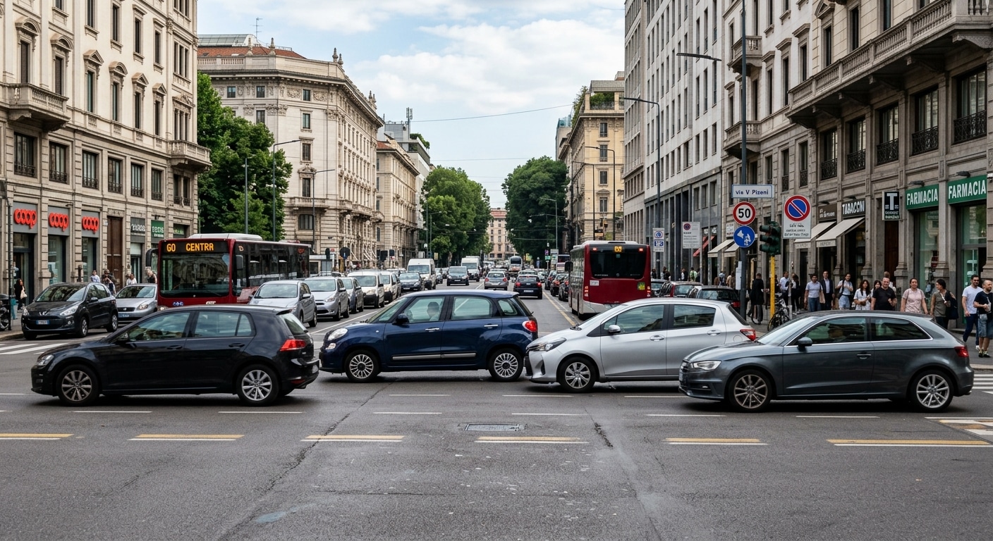 Mobilità urbana, immagine generale di automobili viste di profilo
