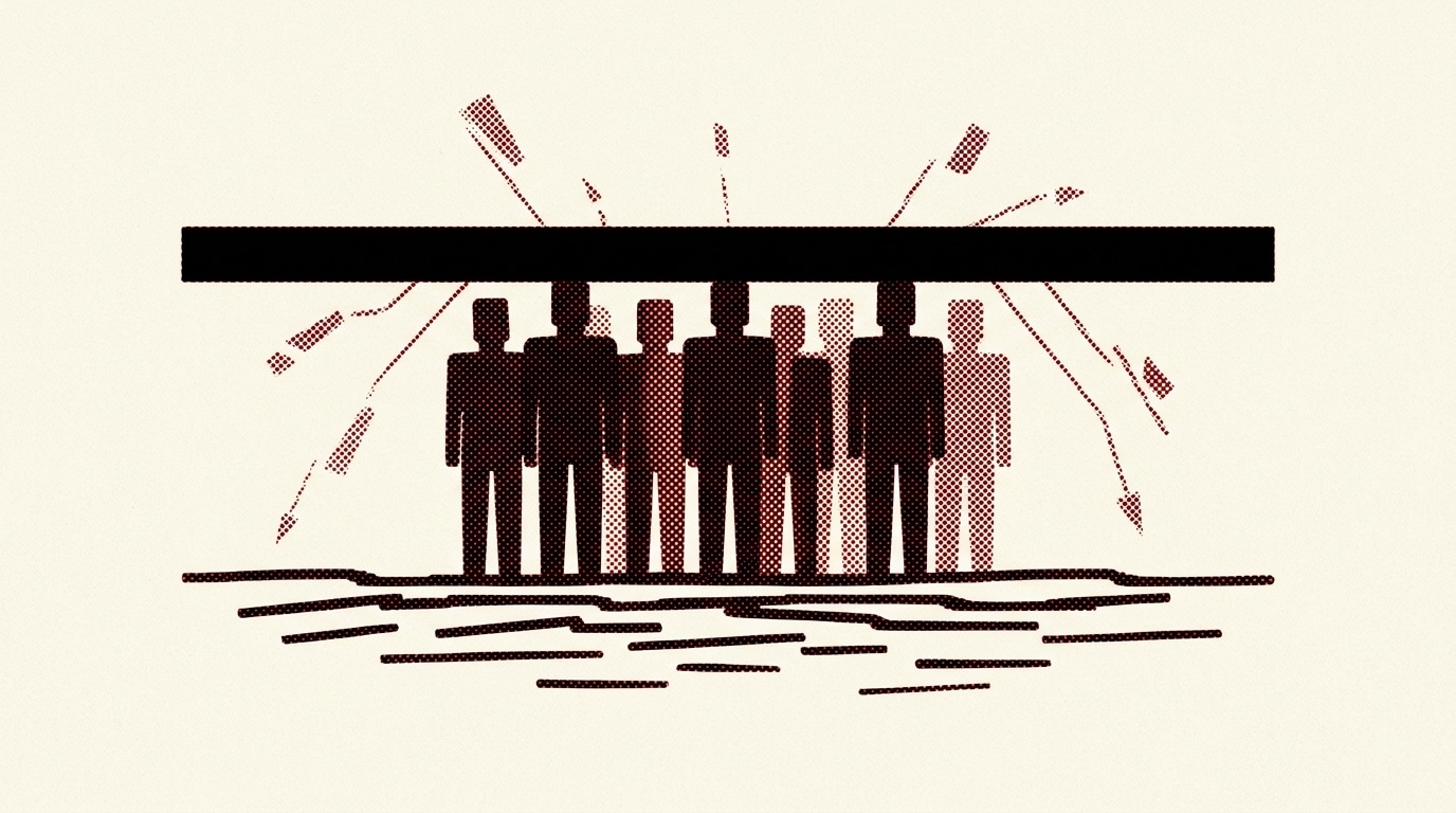 Illustrazione minimal orizzontale, halftone, senza scritte, che descrive questa